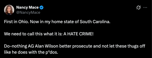 Nancy Mace post on X